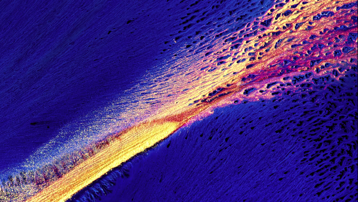 Abstract digital art with blue and gold colors