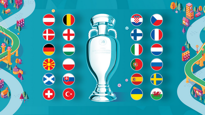 UEFA EURO 2020 Trophy with National Flags