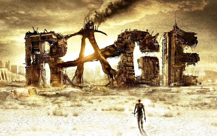 Rage video game art with post-apocalyptic landscape