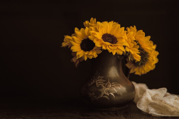 Still life of sunflowers in a vase