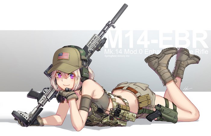 Anime girl with Mk.14 EBR rifle