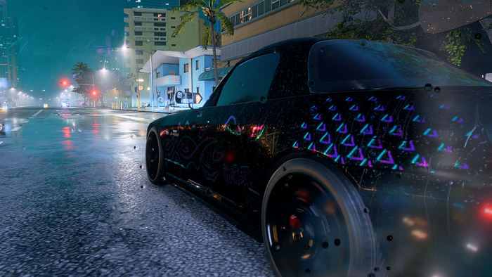 Black Honda S2000 with neon livery in Need for Speed Heat