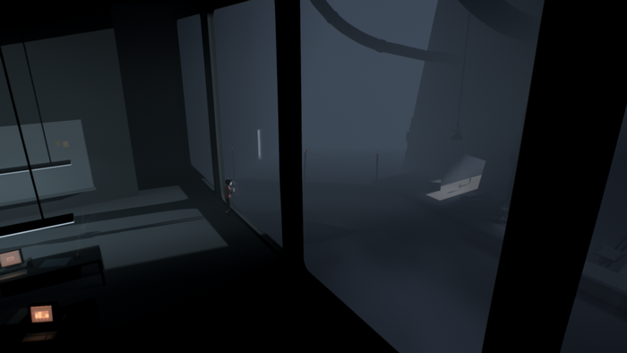 Inside video game scene with a character