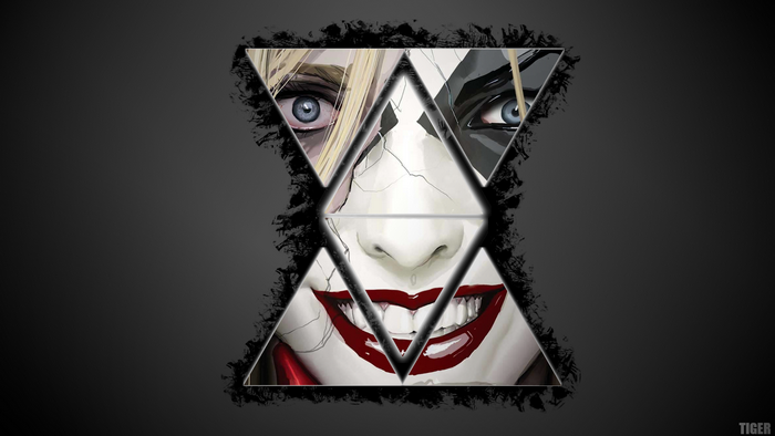 Harley Quinn and Joker split face