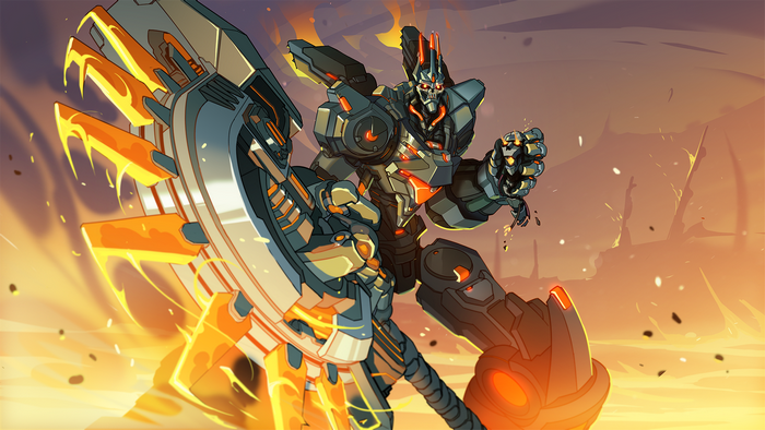 Terminus from Paladins with a fiery axe