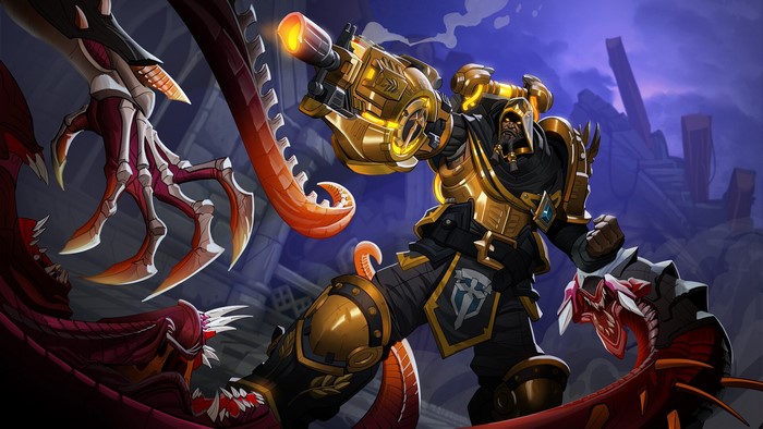 Atlas from Paladins fighting a creature