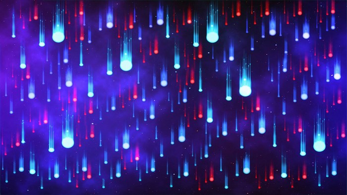 Abstract digital art of colorful shooting stars