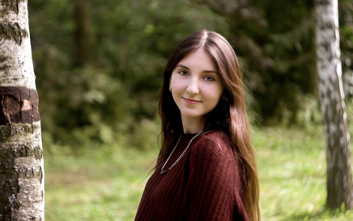Pretty Brunette in a Forest