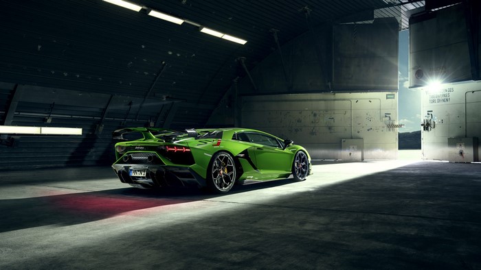 Lamborghini Aventador SVJ in a hangar