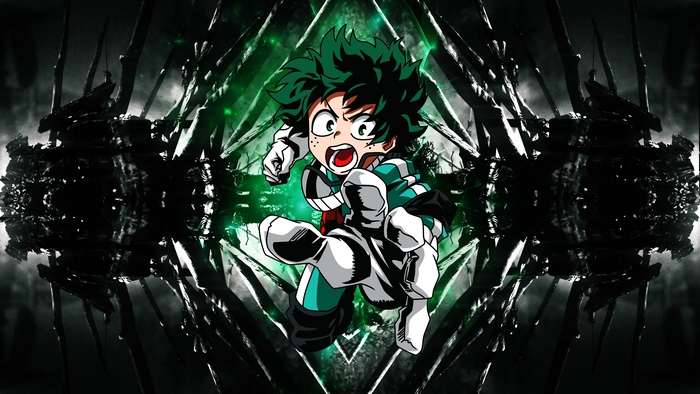 Izuku Midoriya Action Pose with Green Highlights