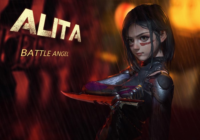 Alita from Alita: Battle Angel holding a dagger