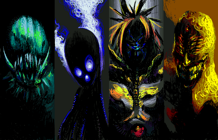Four alien creatures from One-Punch Man