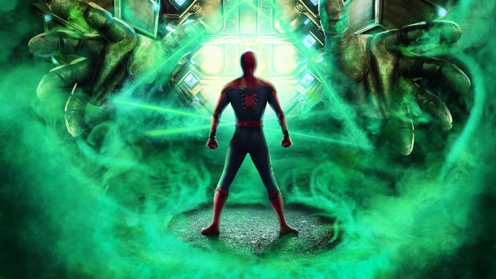 Spider-Man from Marvel Cinematic Universe surrounded by green energy
