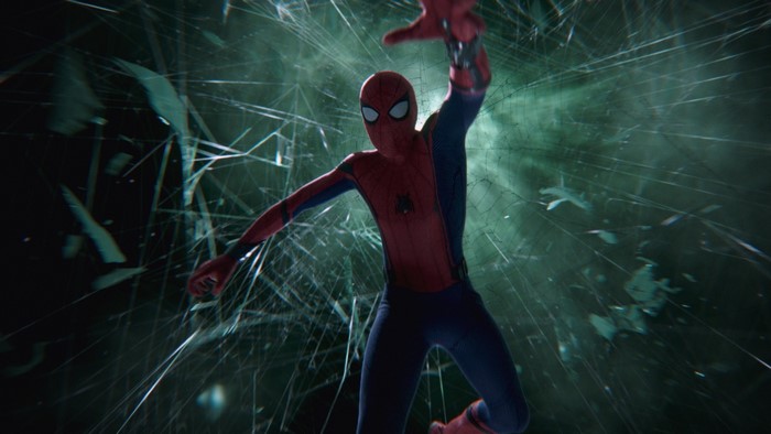 Spider-Man from Marvel Comics breaking through glass
