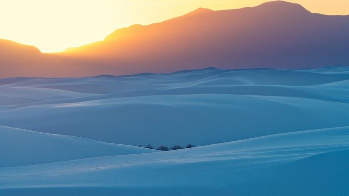 White Sands Desert Dunes at Sunset, New Mexico