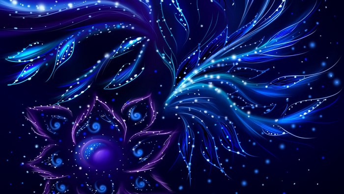 Abstract neon floral digital art