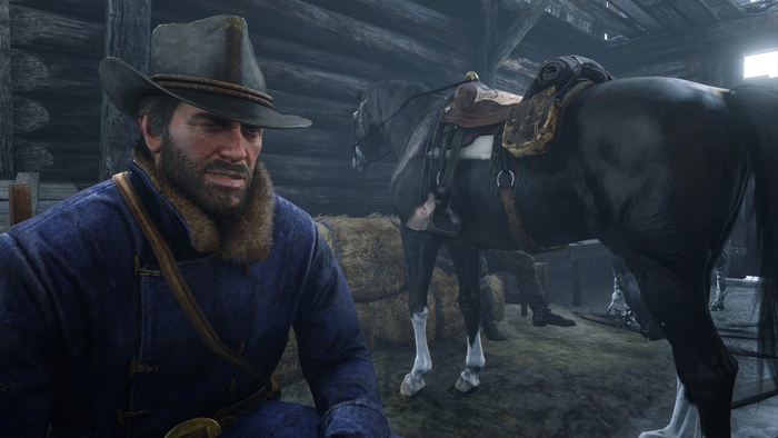 Arthur Morgan from Red Dead Redemption 2 with a horse