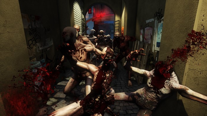 Zombies attacking in a dark alleyway, Killing Floor 2
