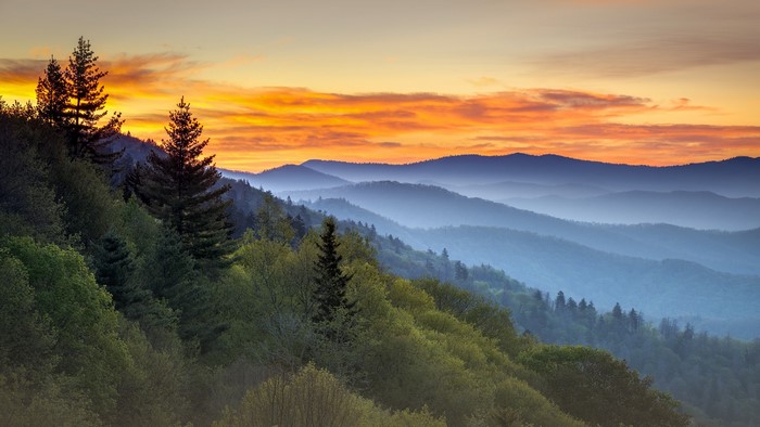Smoky Mountains National Park at Sunset