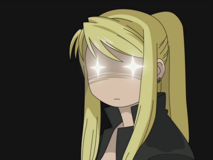 Lust from Fullmetal Alchemist with glowing eyes