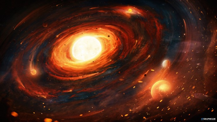 4K Galaxy with Planets and Stars Digital Art