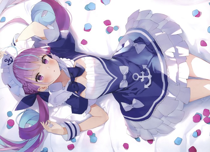 Minato Aqua from Hololive wearing a maid outfit