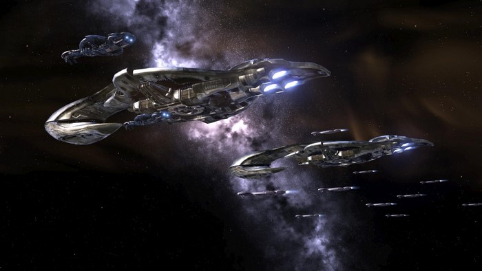 Covenant fleet from Halo in space