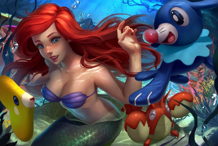 Ariel and Pokémon Crossover Underwater
