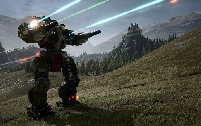 MechWarrior 5: Mercenaries Mecha firing lasers