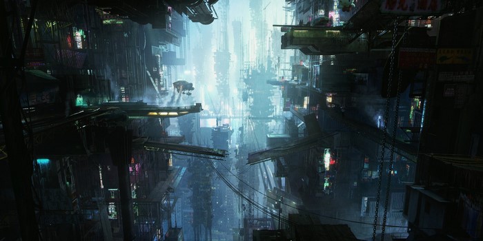 Artwork of a futuristic city by Tamas Medve