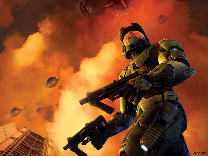 Master Chief from Halo 2 with Covenant Phantoms