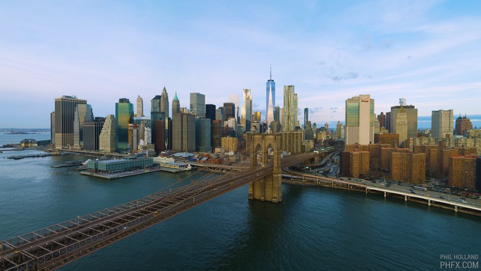 4K Brooklyn Bridge and New York City Skyline