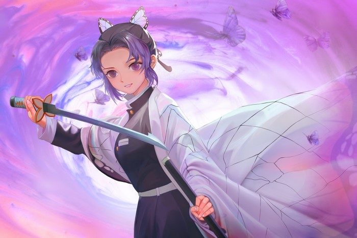 Kochou Shinobu from Kimetsu no Yaiba with sword