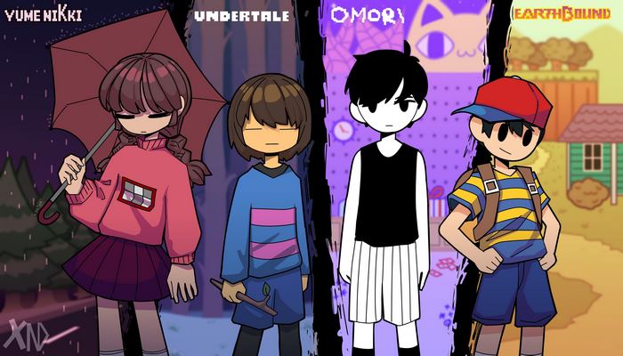 Omori, Undertale, EarthBound, Yume Nikki Characters