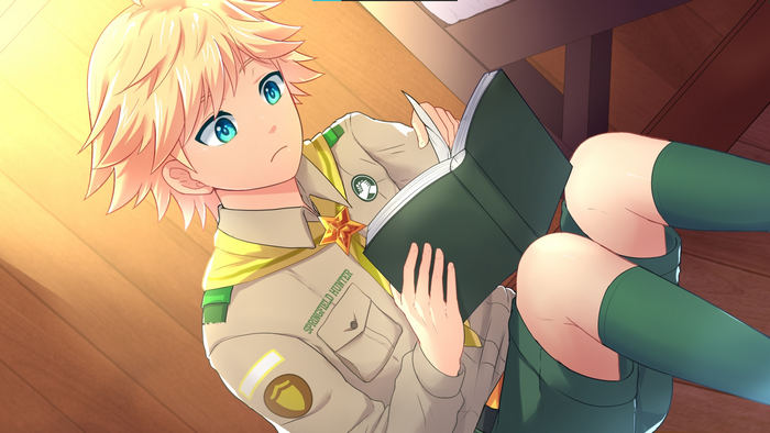 Camp Buddy Hunter Springfield reading a book
