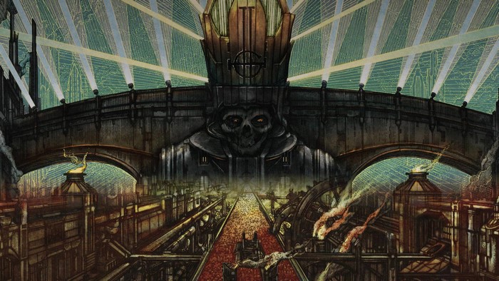 Ghost B.C. skull in a dystopian city