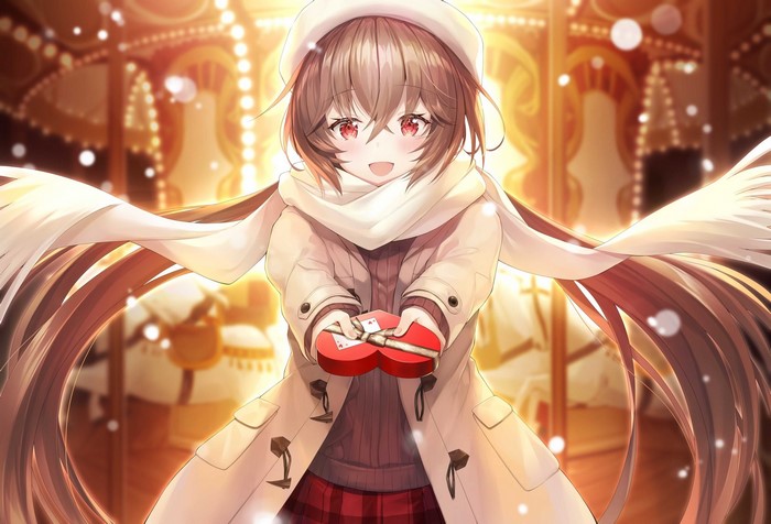 Kagachi Saku with a heart-shaped gift