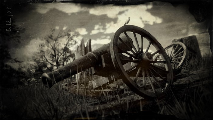 Cannon and wagon wheel in Red Dead Redemption 2
