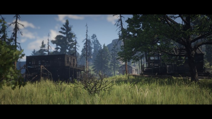 Red Dead Redemption 2 landscape with abandoned buildings