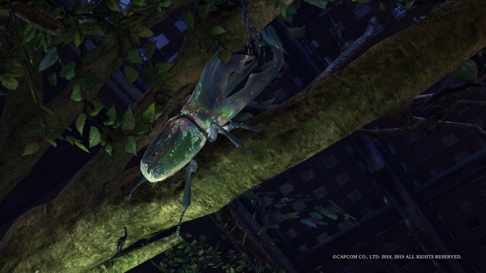 Giant Beetle on a Tree Branch in Monster Hunter World