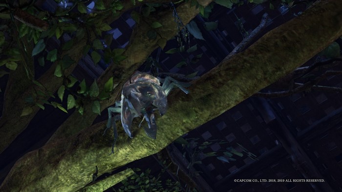 Monster Hunter World insect on a tree branch