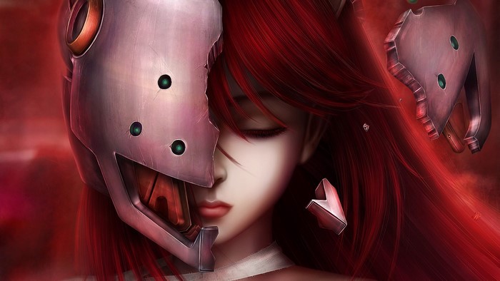 Lucy from Elfen Lied with a broken mask