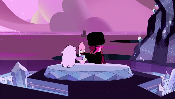 Amethyst and Garnet from Steven Universe holding a candle