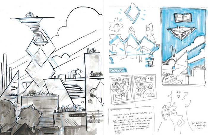 Sketches of Steven Universe characters and scenes