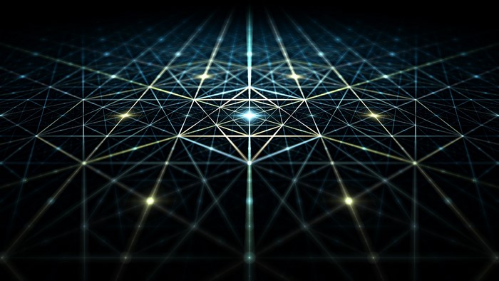Abstract geometric grid with glowing lines