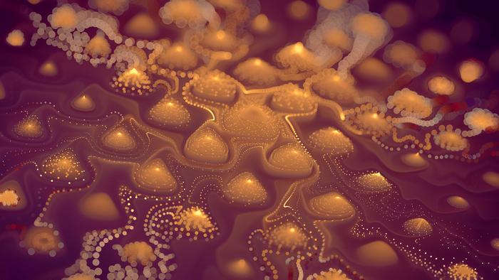 Abstract fractal render with golden lights