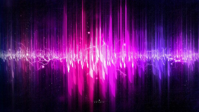 Abstract digital art with pink and purple sound waves