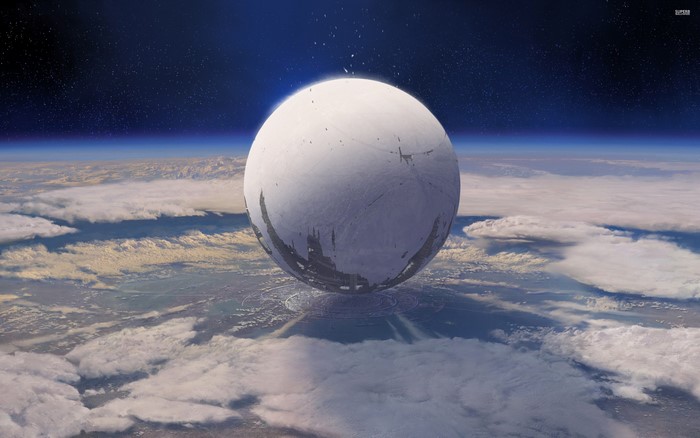 The Traveler from Destiny 2 above Earth