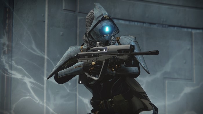 Hunter from Destiny 2 holding an assault rifle