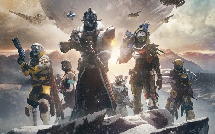 Guardians from Destiny 2 on a snowy planet